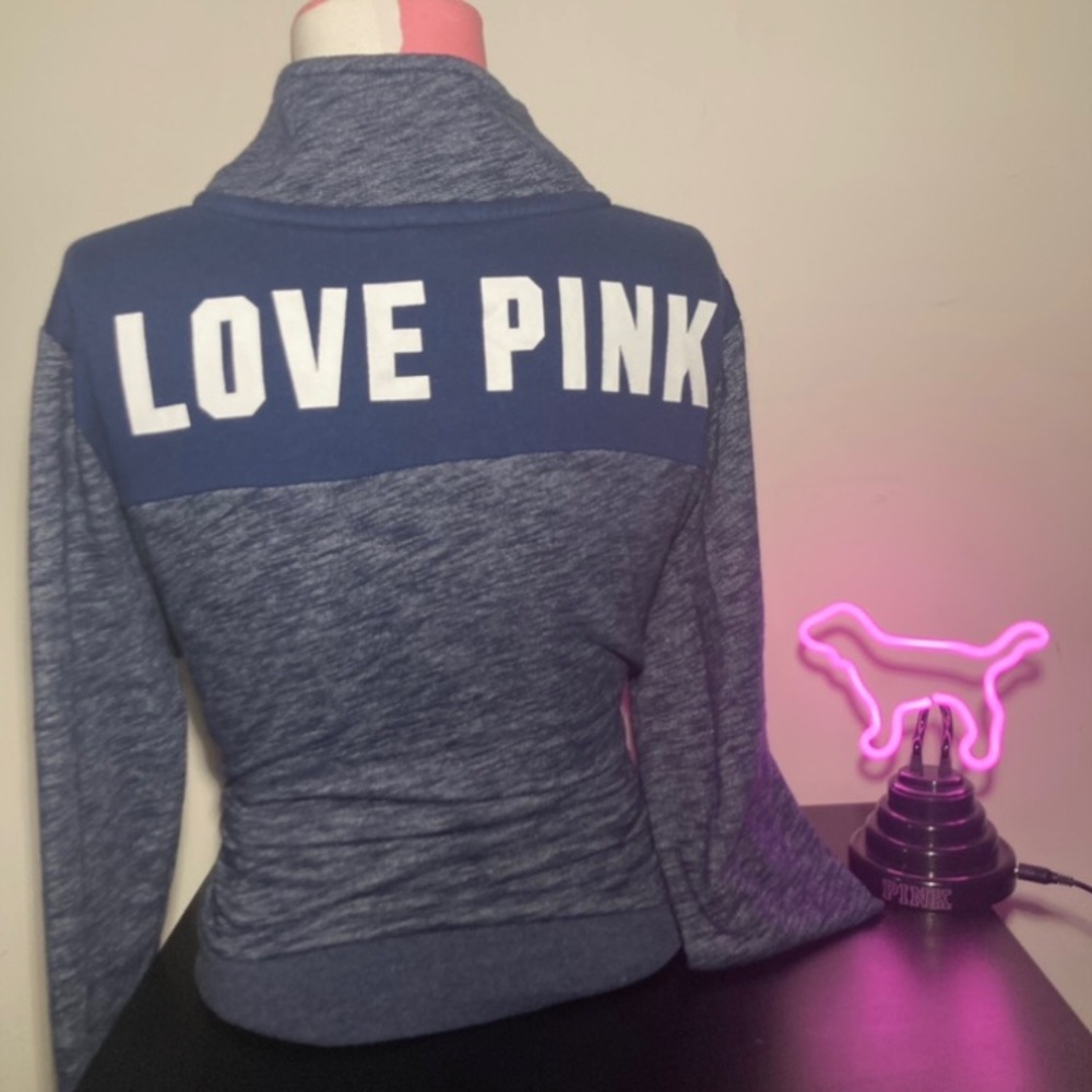 Victoria’s Secret Pink Quarter Zip Pullover Hoodie Size Small Love Pink VsPink - Picture 15 of 17